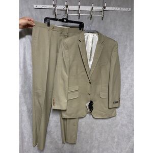 NWT Bachrach Suit Men 44R Beige 2B Career Office Wool Pants W33 Unhemmed‎ Luxury